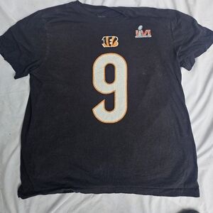 The Nike Tee Mens T Shirt Large Black Joe Burrow Cincinnati Bengals Super Bowl